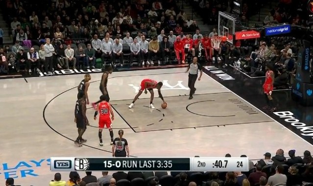 拉开比分！篮网第二节3分半时间打出一波15-0高潮 领先公牛到19分